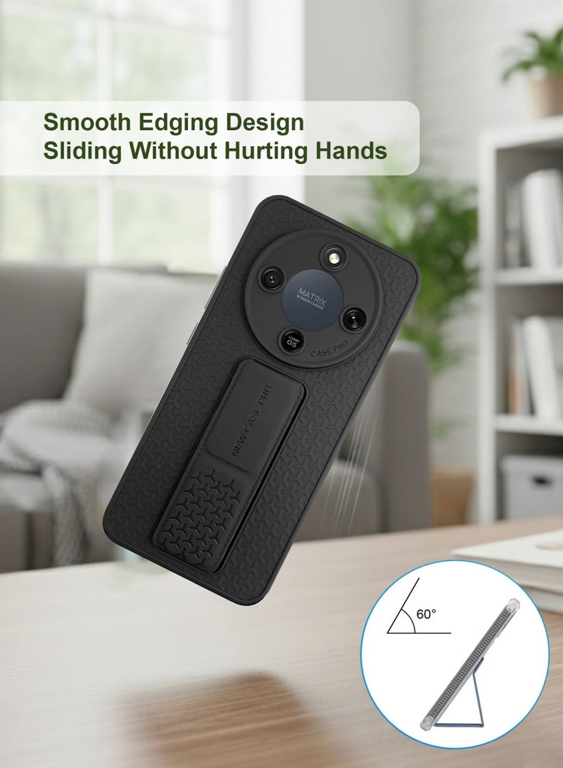 Honor X9d Hand Grip Case Cover - Magnetic Hand Grip Holder & Kickstand - Strong Grip for Magnetic Car Holder, Stylish Silicone Case & Functional, Ultimate Convenience & Hands-Free Viewing - Black - Image 3