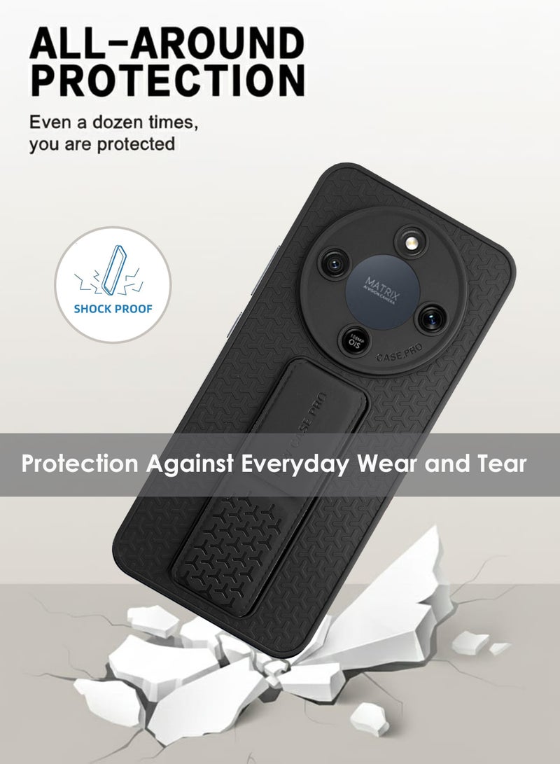 Honor X9d Hand Grip Case Cover - Magnetic Hand Grip Holder & Kickstand - Strong Grip for Magnetic Car Holder, Stylish Silicone Case & Functional, Ultimate Convenience & Hands-Free Viewing - Black - Image 2