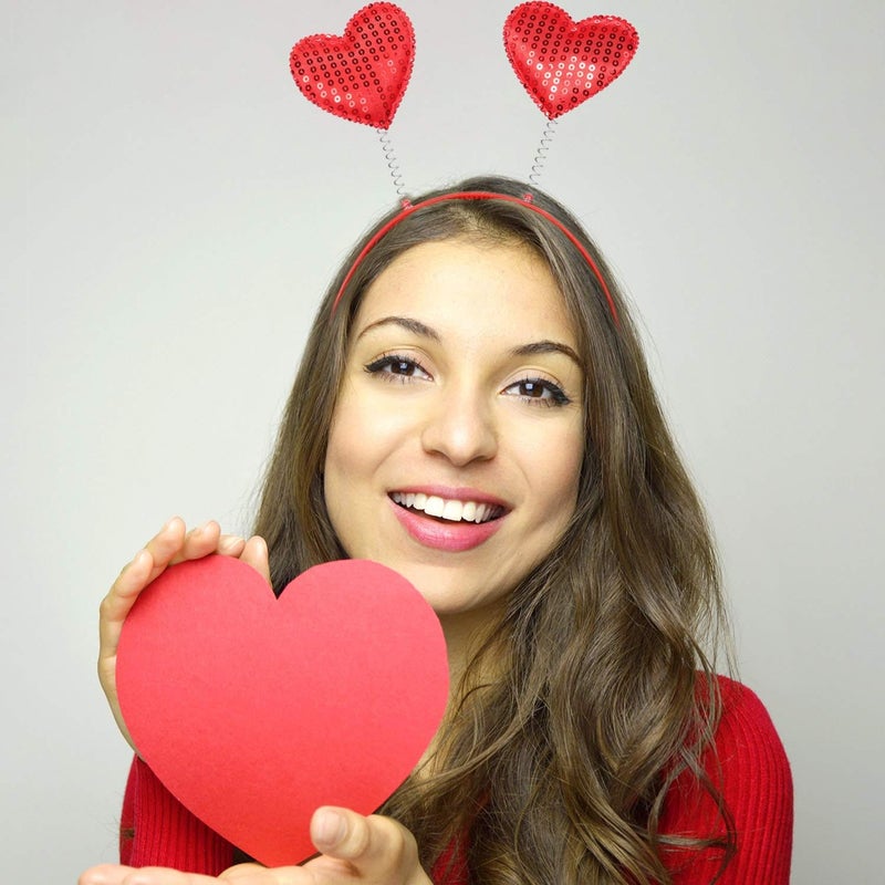Zhehao 4 Pack Valentines Day Heart Headband Heart Headbopper Valentine Red Plastic Headband for Holiday Costume Party - Image 3