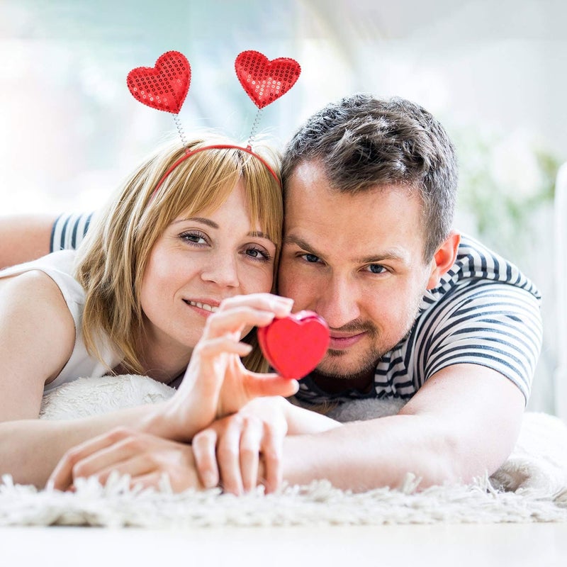 Zhehao 4 Pack Valentines Day Heart Headband Heart Headbopper Valentine Red Plastic Headband for Holiday Costume Party - Image 5