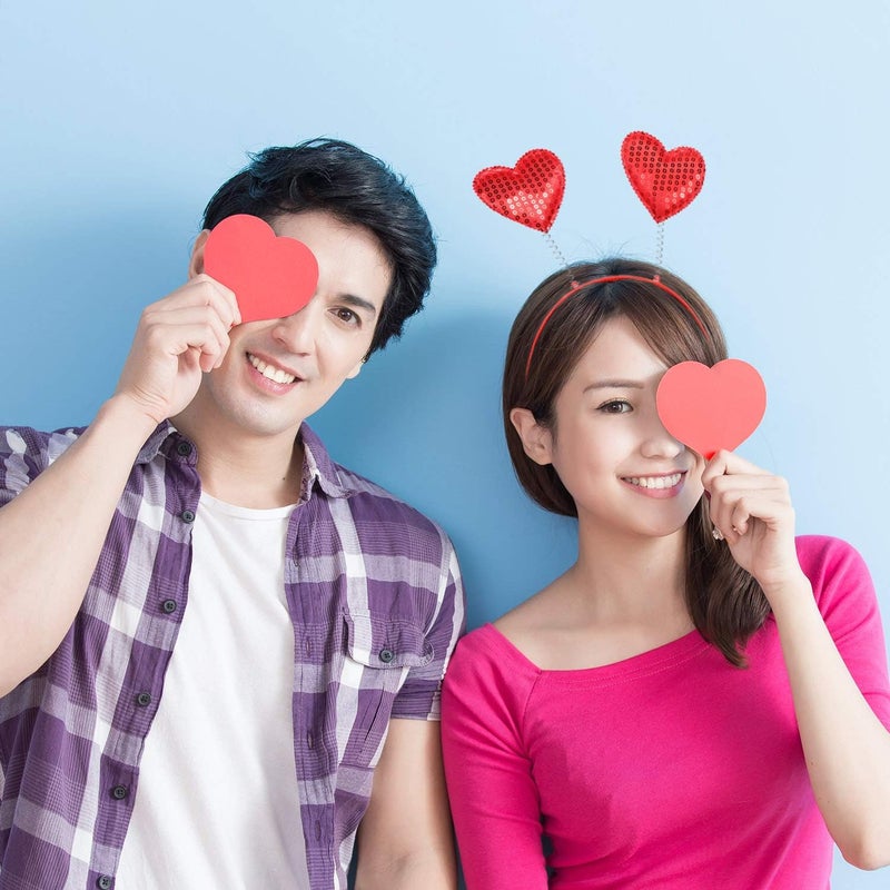 Zhehao 4 Pack Valentines Day Heart Headband Heart Headbopper Valentine Red Plastic Headband for Holiday Costume Party - Image 4