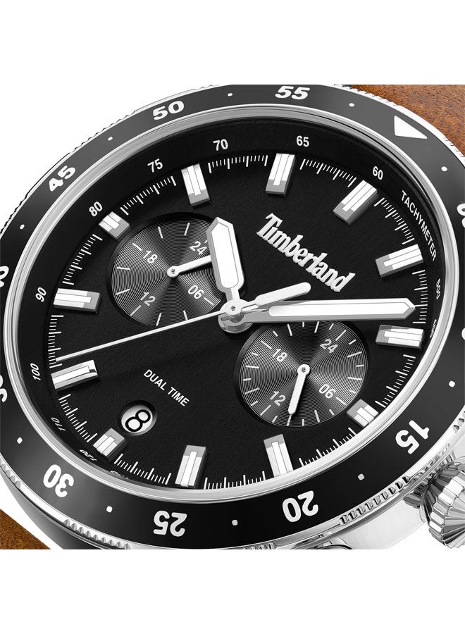 Timberland Men Parkman Black Dial Leather Strap Multifunction Watch for Men, 44mm - Image 4