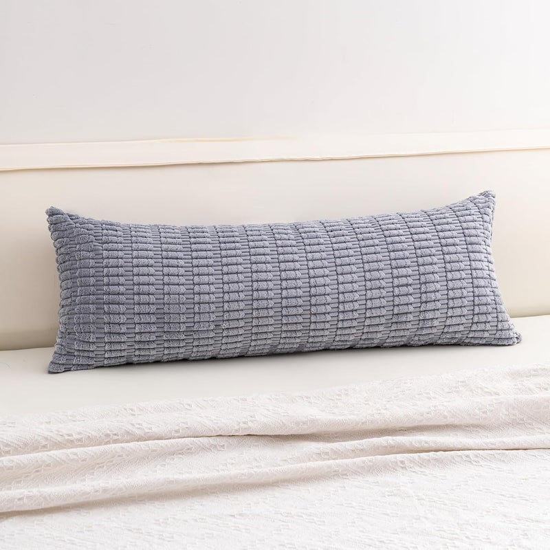 Aegero Corduroy Decorative Throw Pillow Covers 14x36 Inch Soft Striped Pillow Covers Modern Farmhouse Home Decor for Sofa Living Room Couch Bed（Light Grey） - Image 1