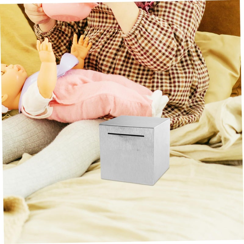 Modern Metal Piggy Bank with Lock Cash Storage Box for Home Office Savings - Image 5
