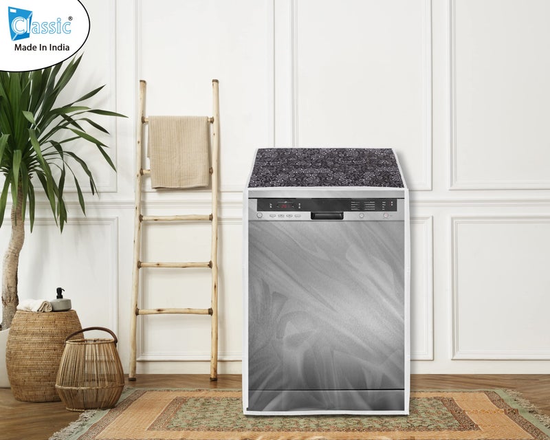 Classic® Dishwasher Cover Suitable for LG of 12, 13, 14 and 15 Place Setting (63cmsX63cmsX81cms, Black Flower) - Image 3