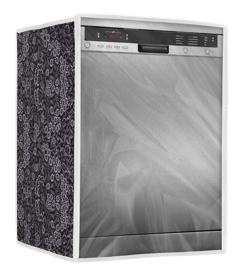 Classic® Dishwasher Cover Suitable for LG of 12, 13, 14 and 15 Place Setting (63cmsX63cmsX81cms, Black Flower) - Image 1