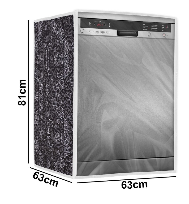 Classic® Dishwasher Cover Suitable for LG of 12, 13, 14 and 15 Place Setting (63cmsX63cmsX81cms, Black Flower) - Image 4