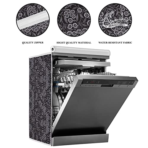 Classic® Dishwasher Cover Suitable for LG of 12, 13, 14 and 15 Place Setting (63cmsX63cmsX81cms, Black Flower) - Image 2