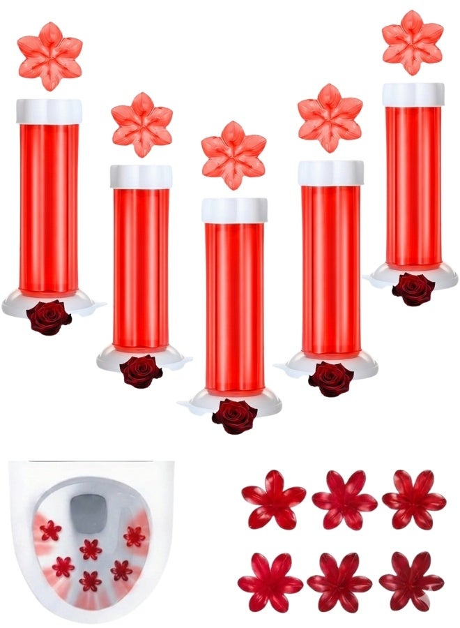 Happy Home 5Pcs Floral scented toilet gel cleaner, 120ml. A descaler and odor remover for a clean bathroom. Long-lasting freshness. Easy to use. 12 flower gels per bottle. The smell of roses - Image 1