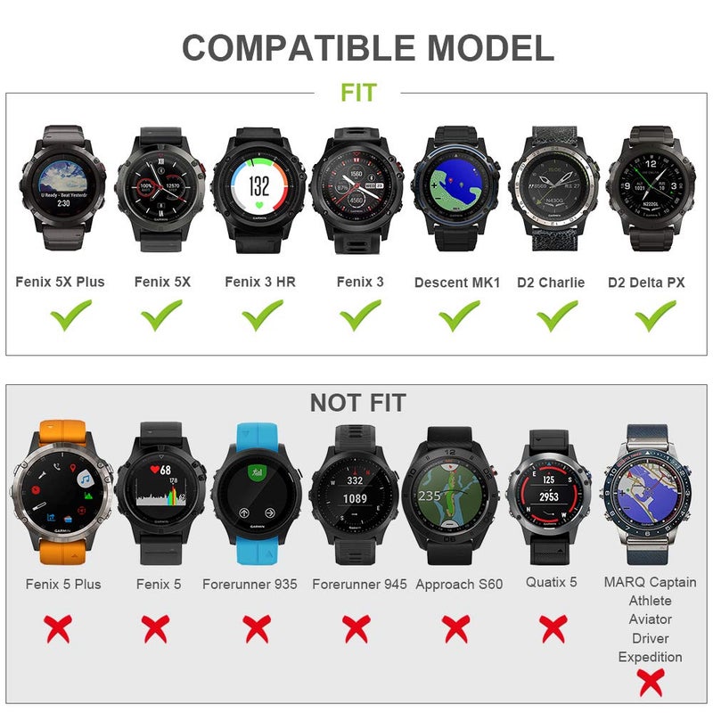 ANCOOL حزام ساعة ANCOOL لجهاز Garmin Fenix 5X/7X/6X حزام سريع التثبيت 26 مم متوافق مع Fenix 6X Pro/5X Plus/7X Pro/8 51 مم (أزرق) - Image 2