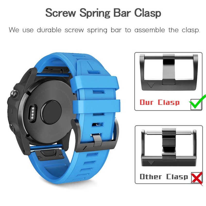 ANCOOL حزام ساعة ANCOOL لجهاز Garmin Fenix 5X/7X/6X حزام سريع التثبيت 26 مم متوافق مع Fenix 6X Pro/5X Plus/7X Pro/8 51 مم (أزرق) - Image 3