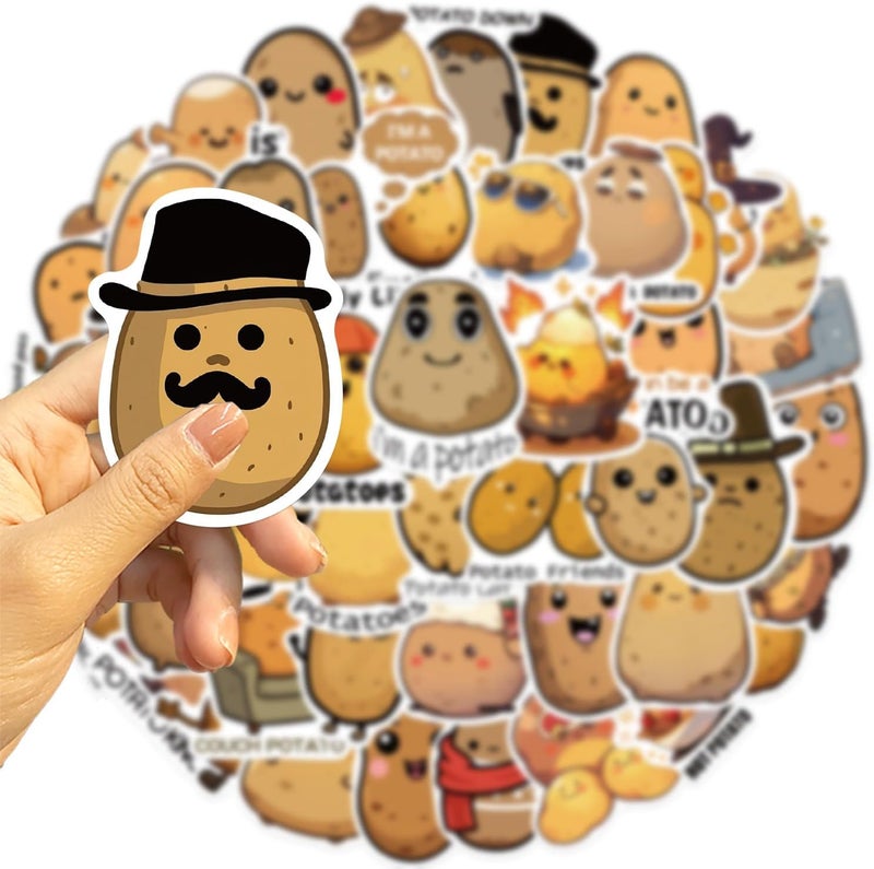 AUCEKO Pack of 50 Funny Potatoes Stickers Pack Potatoes Sticker Set Waterproof Vinyl Stickers for Laptop Children Cars Motorcycle Bicycle Skateboard Luggage Suitcase Computer Sticker Graffiti Decal - Image 5