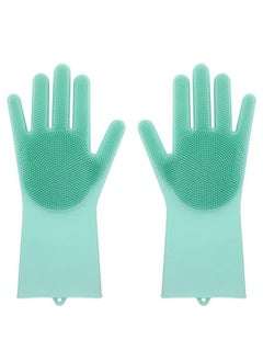 AGD Multifunctional Thick Heat Resistant Silicone Cleaning Gloves Home Dish Washing Car Cleaning Pet Hair Grooming Gloves (Green)  - Image 1