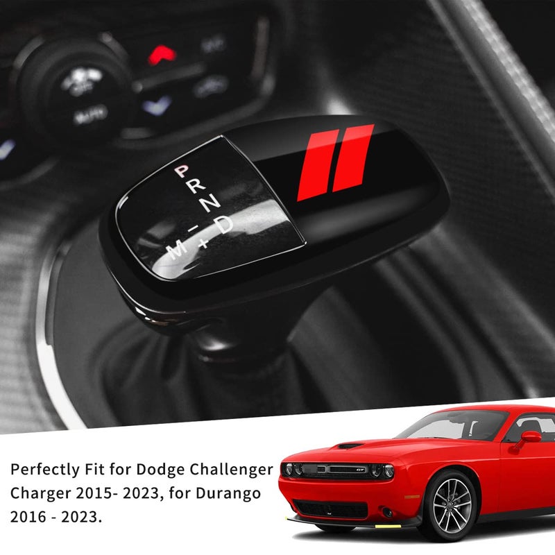 auovo Gear Shift Knob Cover Trim for Charger Accessories Challenger 2015-2023 / Durango 2016-2024 (Black-Red) - Image 4
