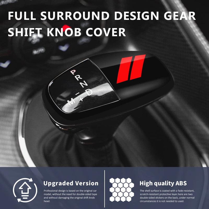 auovo Gear Shift Knob Cover Trim for Charger Accessories Challenger 2015-2023 / Durango 2016-2024 (Black-Red) - Image 5