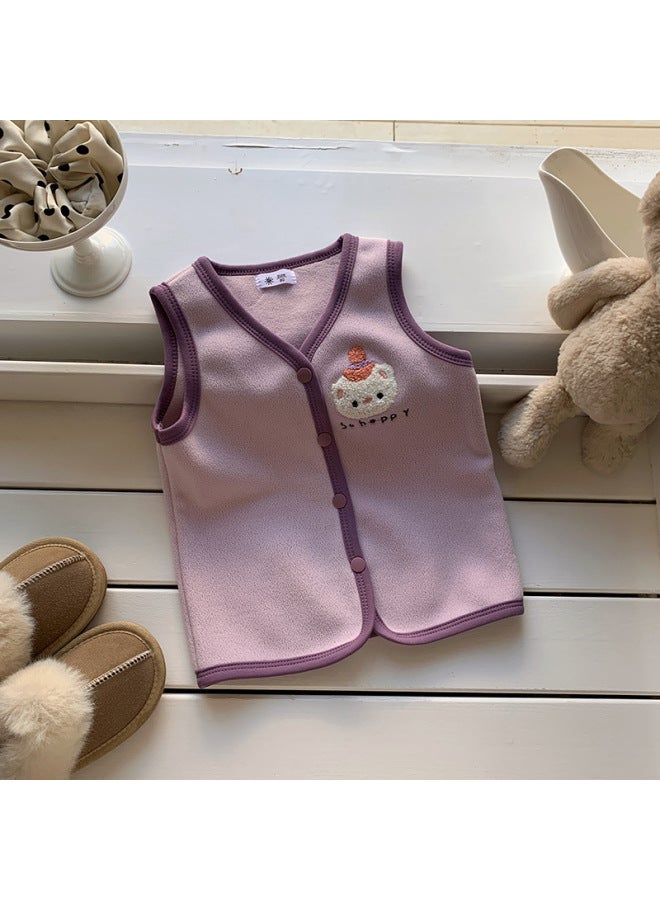 Children's Winter Warm Cartoon Plush Vest For Boys And Girls Baby Double-sided Velvet Inner Vest Sleeveless Knitwear