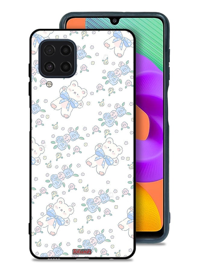 Tolwak Samsung Galaxy F22 Protective Case Cover Cute Teddy Bear And Flowers Icon - Image 1