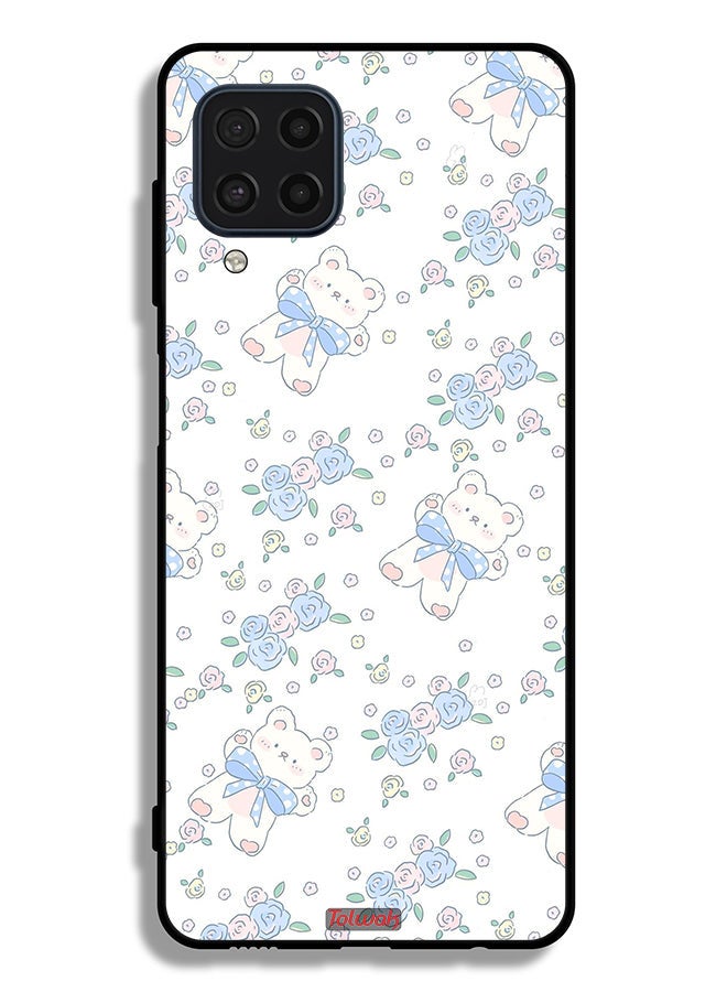 Tolwak Samsung Galaxy F22 Protective Case Cover Cute Teddy Bear And Flowers Icon - Image 2