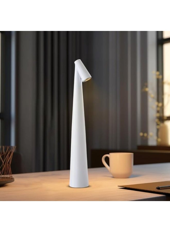 Portable LED Metal Table Lamp with Touch Control, 3 Brightness Levels & 3 Color Modes, Rechargeable Cordless Night Light – White - Image 2