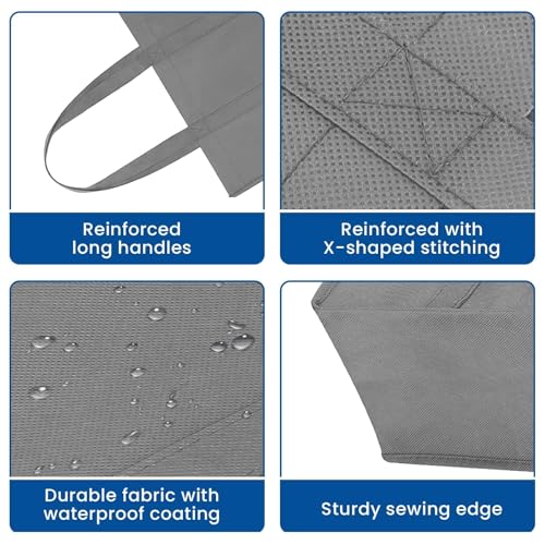 WISELIFE Reusable Grocery Shopping Bags 10 Pack Large Foldable Tote Bags Bulk, Eco Produce Bags with Long Handle for Shopping Groceries Clothes (Plaid B) - Image 5