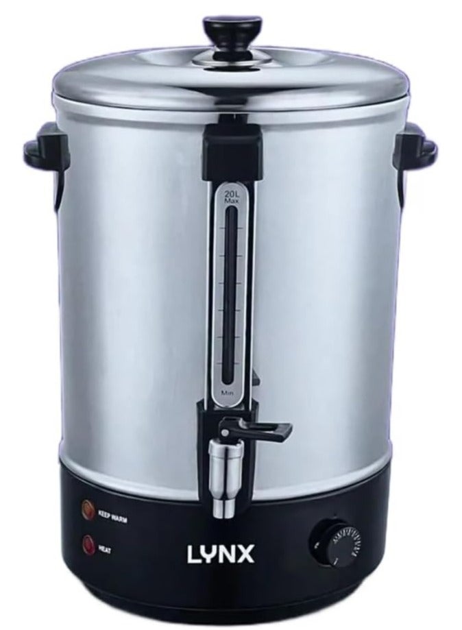 LYNX Water Boiler, 20L, 2000W, Stainless Steel, Variable Temp Control, 110°C Max, Auto Shut-Off, Boil Dry Protection, External Water tap, Non-Drip Drain Tap, Pilot Light Indicator, LY-WB-1020 - Image 1