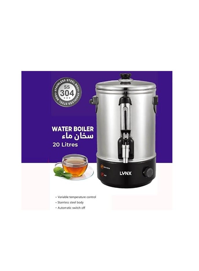 LYNX Water Boiler, 20L, 2000W, Stainless Steel, Variable Temp Control, 110°C Max, Auto Shut-Off, Boil Dry Protection, External Water tap, Non-Drip Drain Tap, Pilot Light Indicator, LY-WB-1020 - Image 2