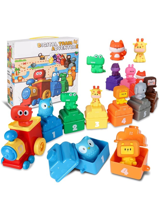 هالامودو مونتيسوري التعلم مزرعة القطار لعبة تعليمية للأطفال الصغار عمرهم 1-3 سنوات - يتضمن 9 حيوانات مزرعة و 1 مزارع للمتعة المطابقة ، هدايا عيد ميلاد للأولاد والبنات - Image 1