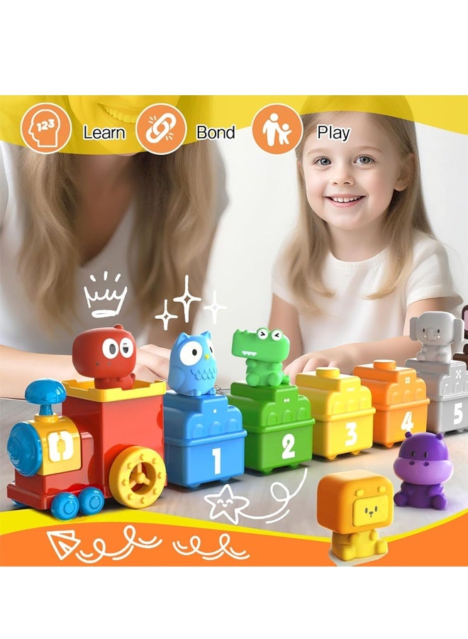 هالامودو مونتيسوري التعلم مزرعة القطار لعبة تعليمية للأطفال الصغار عمرهم 1-3 سنوات - يتضمن 9 حيوانات مزرعة و 1 مزارع للمتعة المطابقة ، هدايا عيد ميلاد للأولاد والبنات - Image 4
