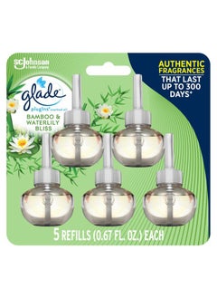 Glade PlugIns Refills Air Freshener, Scented and Essential Oils for Home and Bathroom, Bamboo & Bliss, 3.35 Fl Oz, 5 Count  - Image 1