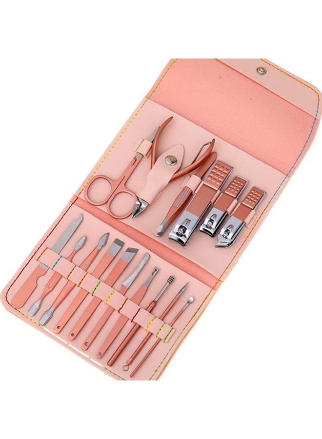 Manicure Set 16 in 1,Stainless Steel Fingernail Clipper Ear Spoon Tools, Manicure Tools Pedicure Tools with PU Leather Case (Assorted Color) - Image 4
