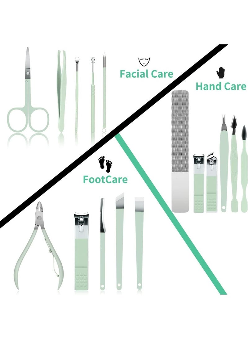 Manicure Set 16 in 1,Stainless Steel Fingernail Clipper Ear Spoon Tools, Manicure Tools Pedicure Tools with PU Leather Case (Assorted Color) - Image 3