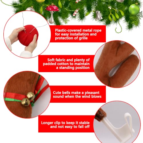 Jaxbo Christmas Reindeer Antlers Car Decoration Kit Plush Rudolf Auto Reindeer and Red Nose Set with Jingle Bells - Best Chrictmas Gift Choice - Image 3