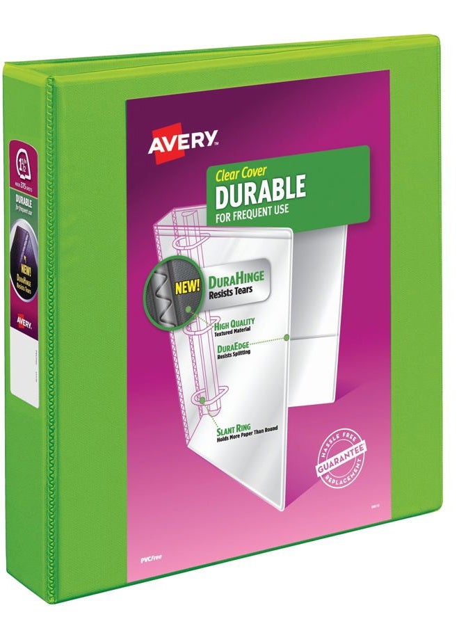 AVERY 17835 1.5 Inch Slanted Ring Lever Arch File 375 Sheets Heavy Duty Green - Image 1