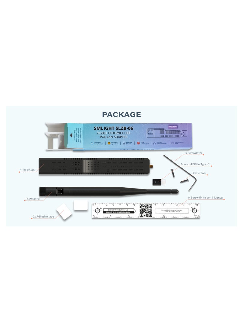 Smlight - Zigbee 3.0 to Ethernet,USB,and WiFi Gateway Coordinator with PoE,Universal Zigbee USB Gateway for Home Assistant - Image 1