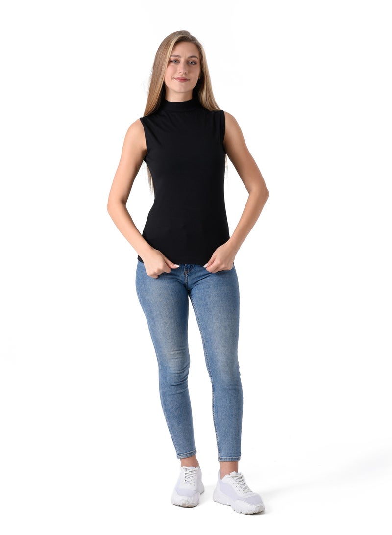 Milk Cotton High Neck Cut Body Top  - Image 4