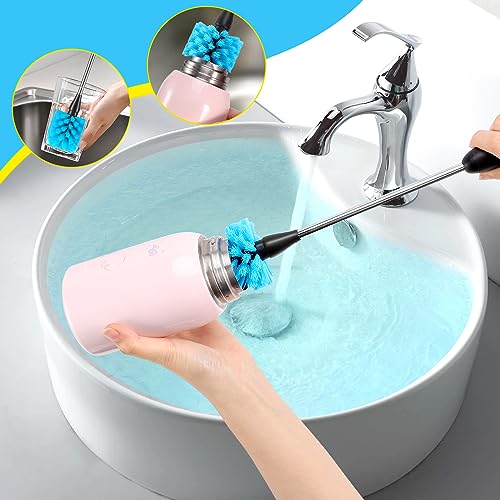 AnDocK 5 Pack Bottle Cleaning Brush Set, Stainless Steel Scrub Cleaner Brush with 14'' Long Handle and 3 Straw Brushes, Flexible for Cleaning Sport Water Bottles, Straws, Coffee Mug, Cups, Baby Bottle - Image 5