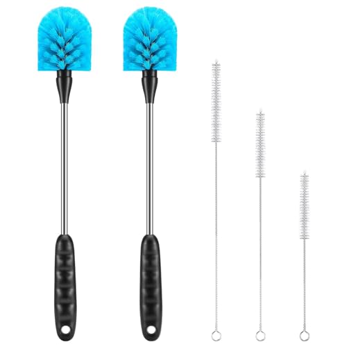 AnDocK 5 Pack Bottle Cleaning Brush Set, Stainless Steel Scrub Cleaner Brush with 14'' Long Handle and 3 Straw Brushes, Flexible for Cleaning Sport Water Bottles, Straws, Coffee Mug, Cups, Baby Bottle - Image 1