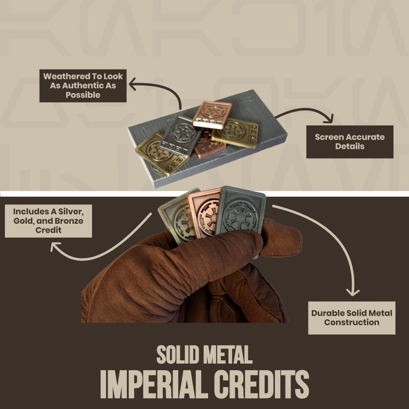 J46 Solid Metal Credits - 3 Piece - Gold, Silver, and Bronze Sabacc Credits - Image 3