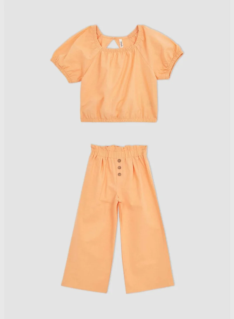 DeFacto 2 Pieces Girl Relax Fit Short Sleeve Woven set