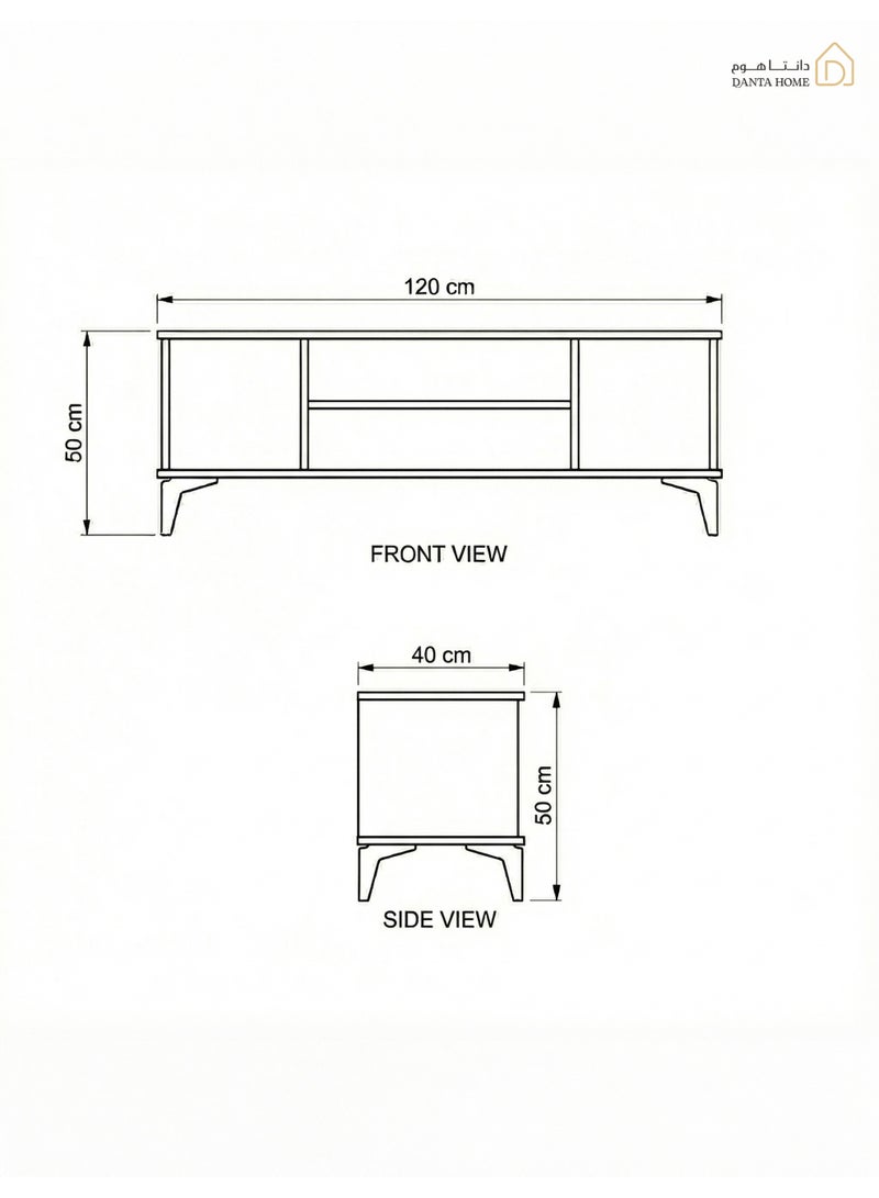 DANTA HOME Modern Wooden TV Stand (120*40*50 cm) With Open Storage Shelves And Black Metal Legs – Stylish TV Stand, Entertainment And Organization Unit For The Living Room (Beige) - Image 4