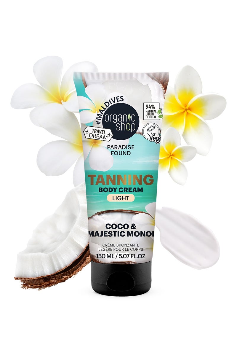 أورجانيك شوب كريم تسمير الجسم "بارادايس فاوند" من "أوراجنيك شوب" بلون جوز الهند والمونوي المهيب، ١٥٠ مل - Image 2