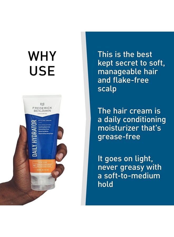 Frederick Benjamin Daily Hydrator Hydrating Hair Cream With Light Hold Natural Hair Moisturizer For Men Hydrates & Replenishes Dry Itchy Scalp & Hair 5.1Oz - Image 2