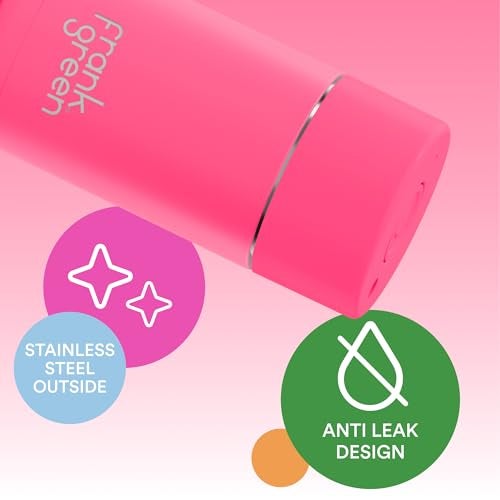 frank green - Ceramic Reusable Cup - Travel Coffee Mug, Stainless Steel Coffee Cup, Insulated Tumbler - Push Button Lid - 12oz - Neon Pink - Image 4