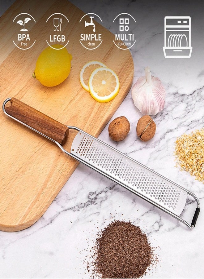 SOARIKING Lemon Zester & Cheese Grater Combo - Stainless Steel Grater for Parmesan, Wood Handle, Garlic, Ginger, Chocolate & Fruits - Perfect for Baking, Cooking & Garnishing - Image 5