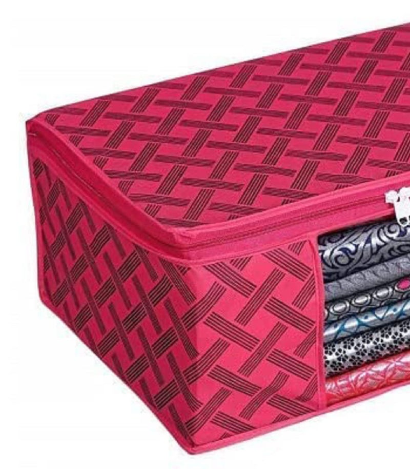 Acnos Premium Brand Metalic Pink Design Pink Chain 12 Piece Non Woven Large Size Saree Cloth Cover Set Pack Of 3 - Image 3