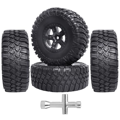 CrazyHobby RC Short Course Truck Wheels and Tires with Foam Inserts for 110 Traxxas Slash 4X4 BL2S 2WD Losi Tenacity TT Baja Rey 22SCT HPI Redcat Blackout SC Set of 4 Style 2 - Image 1