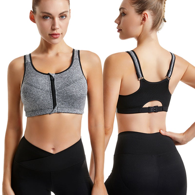 Sports Underwear Women'S Fitness Quick-Drying Running Shockproof Zipper Yoga Vest Without Steel Ring Push-Up Sports Bra - Image 2