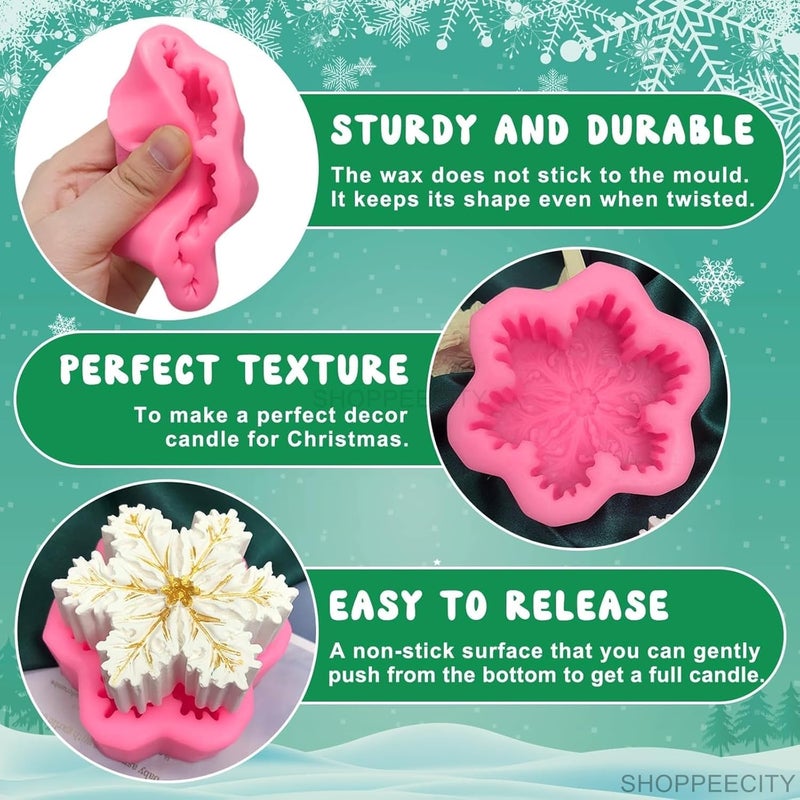 Shoppeecity Snowflake Shape Candle Mould Silicone Candle Mould for Candle Making for Christmas Festival Party Gifting Multipurpose Mold for DIY Handmade Chocolate Cake Dcor Aromatherapy Soap Resin Art Craft Making Home Wedding Party Decoration Snowflake B - Image 4