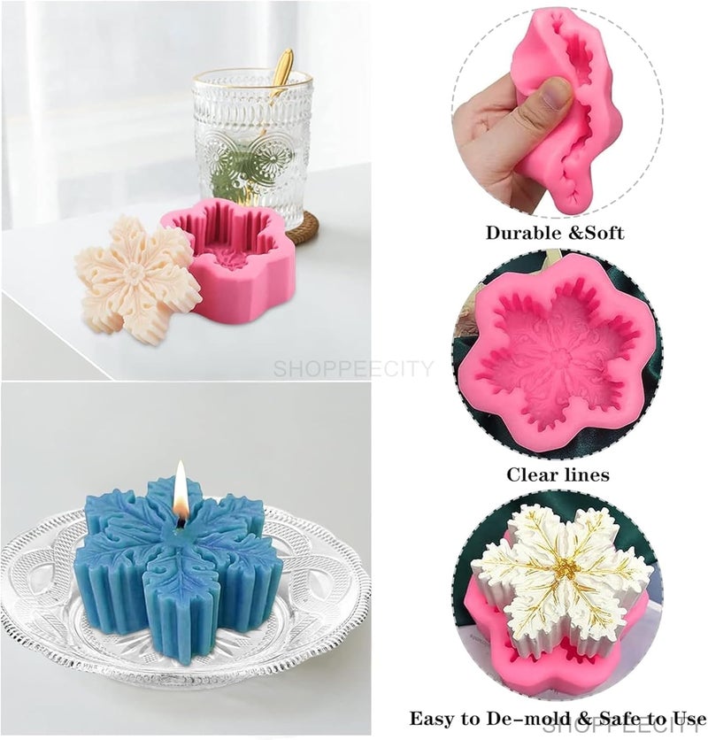 Shoppeecity Snowflake Shape Candle Mould Silicone Candle Mould for Candle Making for Christmas Festival Party Gifting Multipurpose Mold for DIY Handmade Chocolate Cake Dcor Aromatherapy Soap Resin Art Craft Making Home Wedding Party Decoration Snowflake B - Image 2