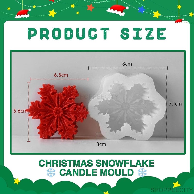Shoppeecity Snowflake Shape Candle Mould Silicone Candle Mould for Candle Making for Christmas Festival Party Gifting Multipurpose Mold for DIY Handmade Chocolate Cake Dcor Aromatherapy Soap Resin Art Craft Making Home Wedding Party Decoration Snowflake B - Image 3